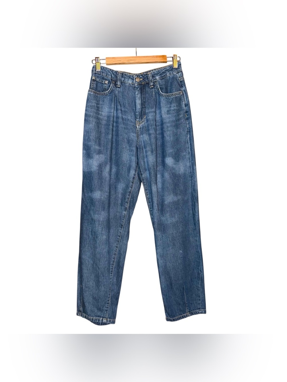ANTHROPOLOGIE Pilcro The Breaker High Rise Pleated Barrel Leg Jeans Tapered 26 - Picture 4 of 14